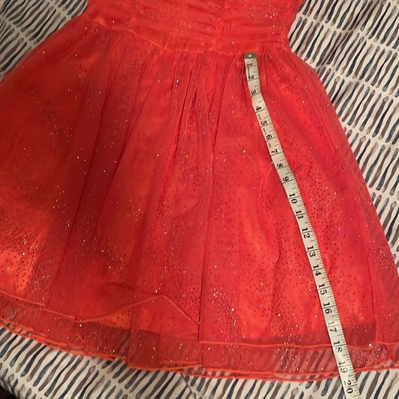 Glitter Orange Prom Homecoming Strapless Dress - Picture 3 of 8